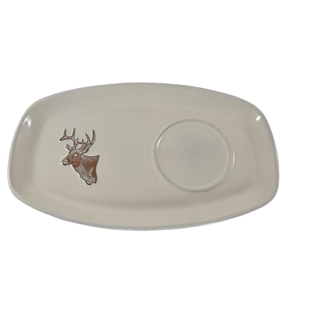 Frankoma Sportsman Deer Buck Plate White Snack Sandwich Tray